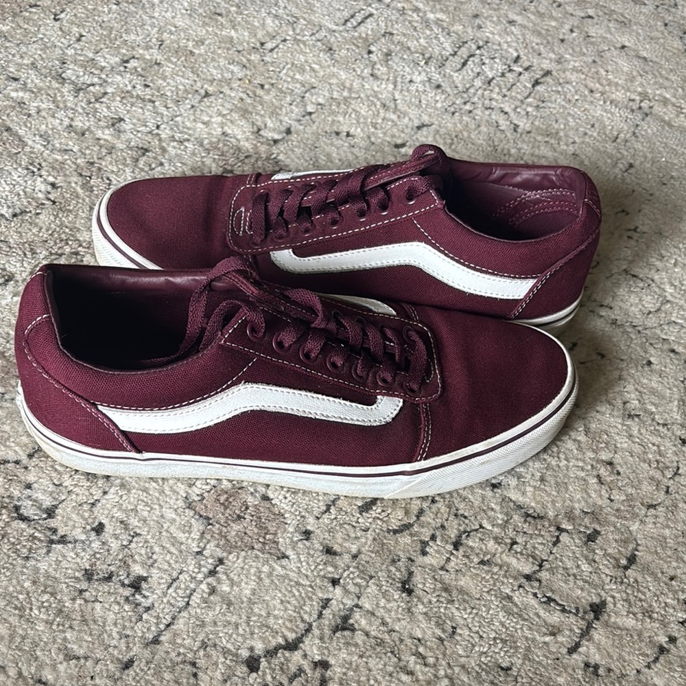 Vans Burgundy and White Sneakers